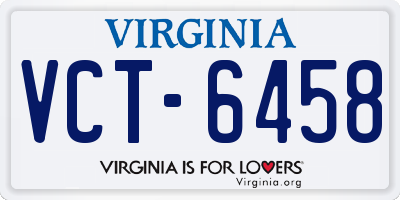 VA license plate VCT6458