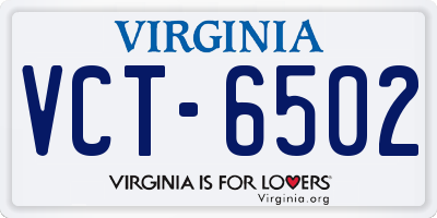 VA license plate VCT6502
