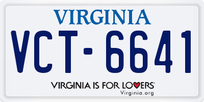 VA license plate VCT6641