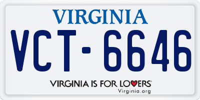 VA license plate VCT6646