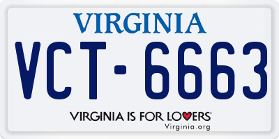 VA license plate VCT6663