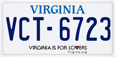 VA license plate VCT6723