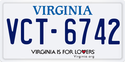 VA license plate VCT6742