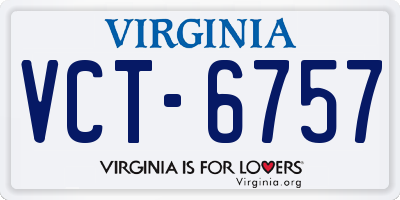 VA license plate VCT6757