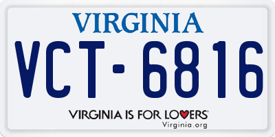 VA license plate VCT6816