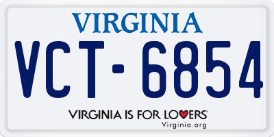 VA license plate VCT6854