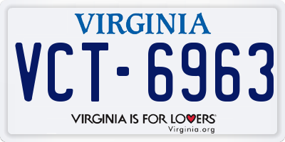 VA license plate VCT6963