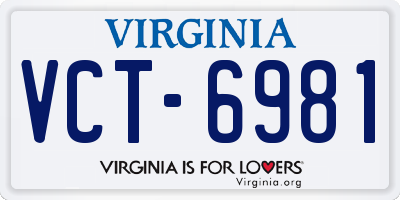 VA license plate VCT6981