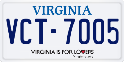 VA license plate VCT7005
