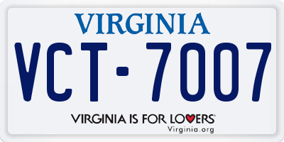 VA license plate VCT7007