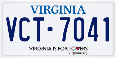 VA license plate VCT7041
