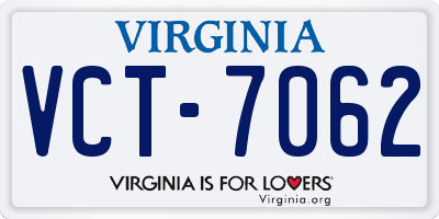 VA license plate VCT7062