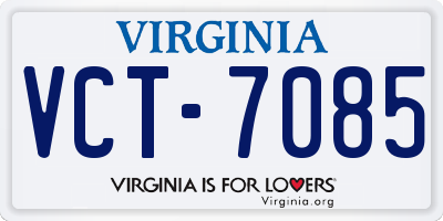 VA license plate VCT7085
