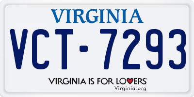VA license plate VCT7293