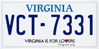 VA license plate VCT7331