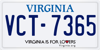 VA license plate VCT7365