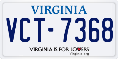 VA license plate VCT7368