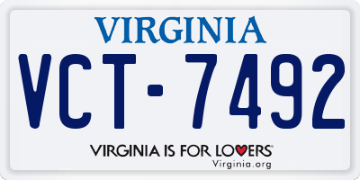 VA license plate VCT7492