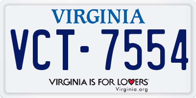VA license plate VCT7554