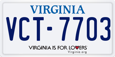 VA license plate VCT7703