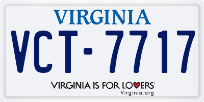VA license plate VCT7717