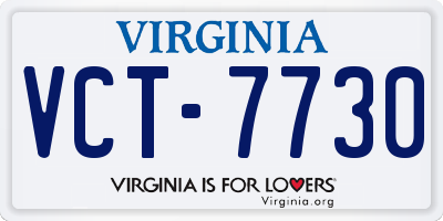VA license plate VCT7730