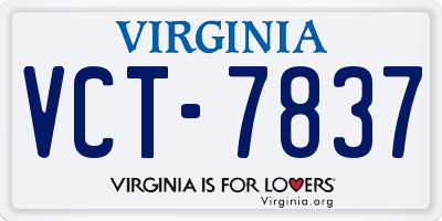 VA license plate VCT7837