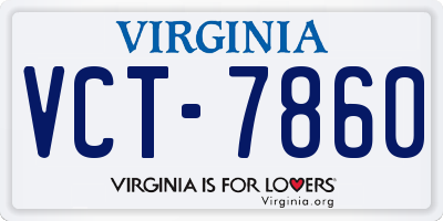 VA license plate VCT7860
