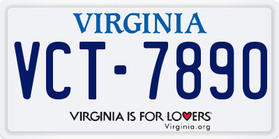 VA license plate VCT7890