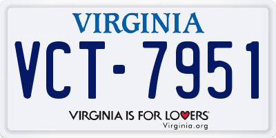 VA license plate VCT7951