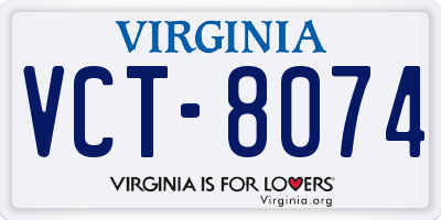 VA license plate VCT8074