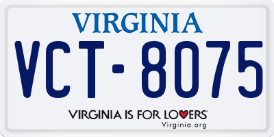 VA license plate VCT8075