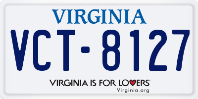 VA license plate VCT8127