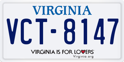 VA license plate VCT8147