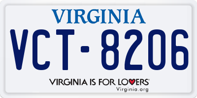 VA license plate VCT8206