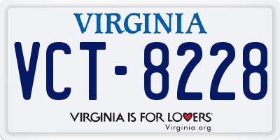 VA license plate VCT8228