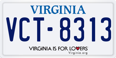 VA license plate VCT8313