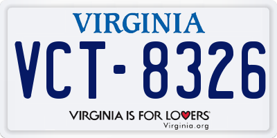 VA license plate VCT8326