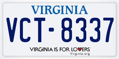 VA license plate VCT8337