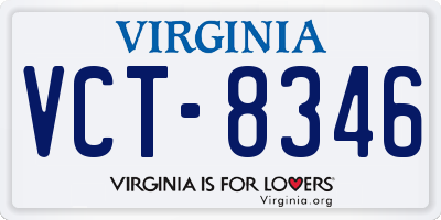 VA license plate VCT8346