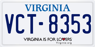 VA license plate VCT8353