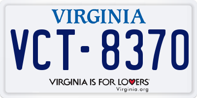 VA license plate VCT8370