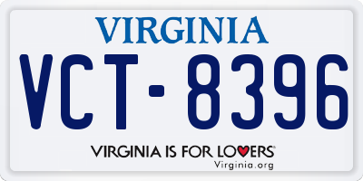 VA license plate VCT8396