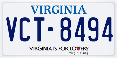 VA license plate VCT8494