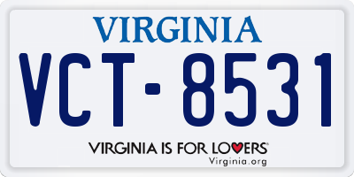VA license plate VCT8531