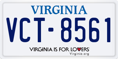 VA license plate VCT8561