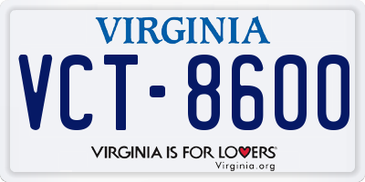 VA license plate VCT8600