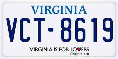 VA license plate VCT8619