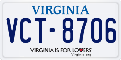 VA license plate VCT8706