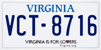 VA license plate VCT8716
